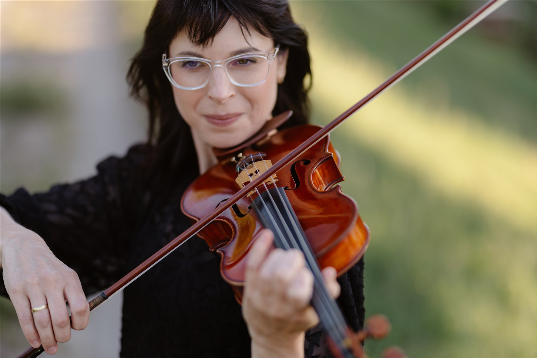 Close-up violin performance